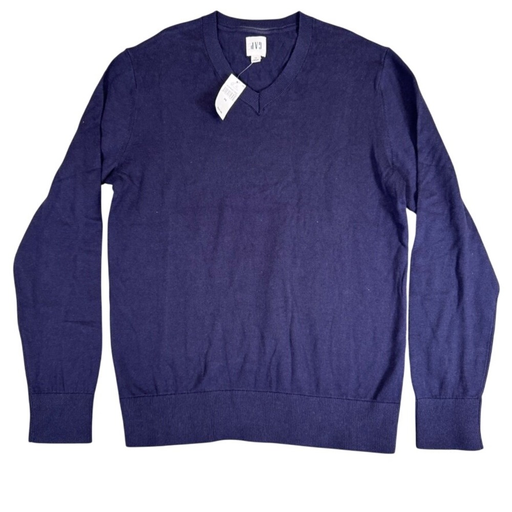 NWT Gap Mens XS Navy Blue V-Neck Long Sleeve Knit Pullover Sweater NWT